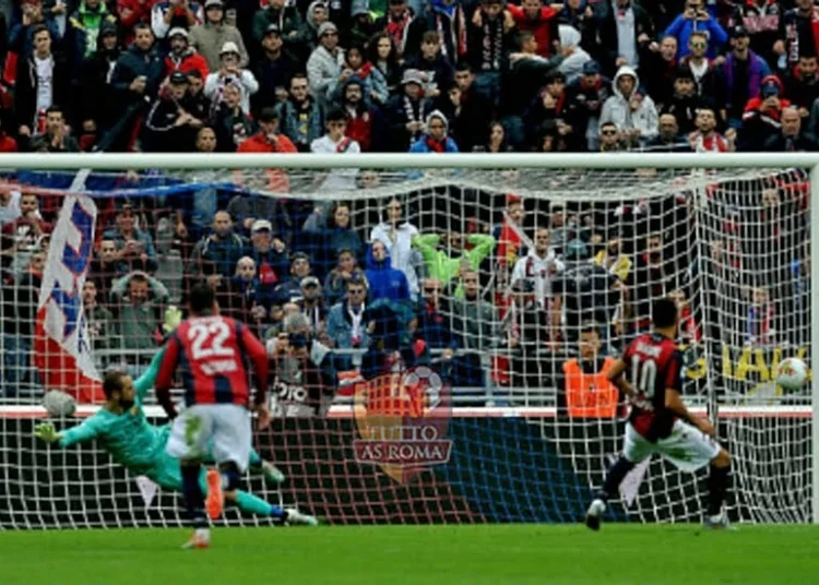 Sansone segna il rigore del pareggio momentaneo in Bologna-Roma - Photo Getty Images