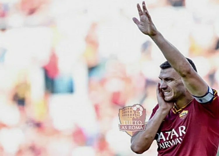 Dzeko Faccia tumefatta Roma-Cagliari - Photo by Getty Images