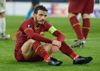 Alessandro Florenzi deluso a fine partita Roma-Wolfsberg - Photo by Getty Images