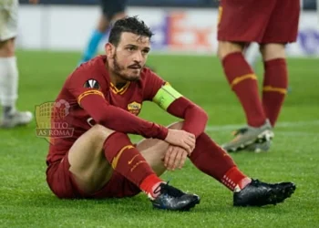 Alessandro Florenzi deluso a fine partita Roma-Wolfsberg - Photo by Getty Images