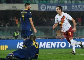 Mkhitaryan esulta al gol contro il Verona - Photo by Getty Images