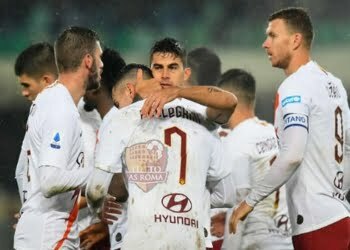 Diego Perotti esulta al gol in Verona-Roma su rigore - Photo by Getty Images