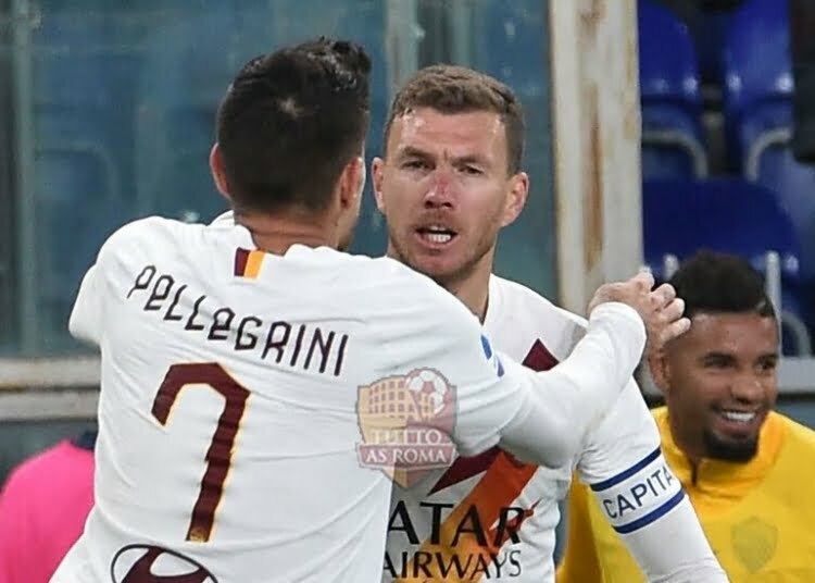 Edin Dzeko esulta al gol in Genoa-Roma - Photo by Getty Images