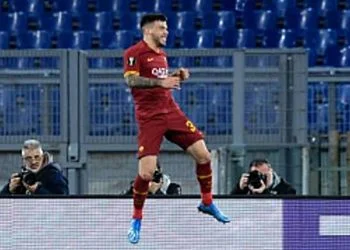 Carles Perez esulta al gol in Roma-Gent - Photo by Getty Images