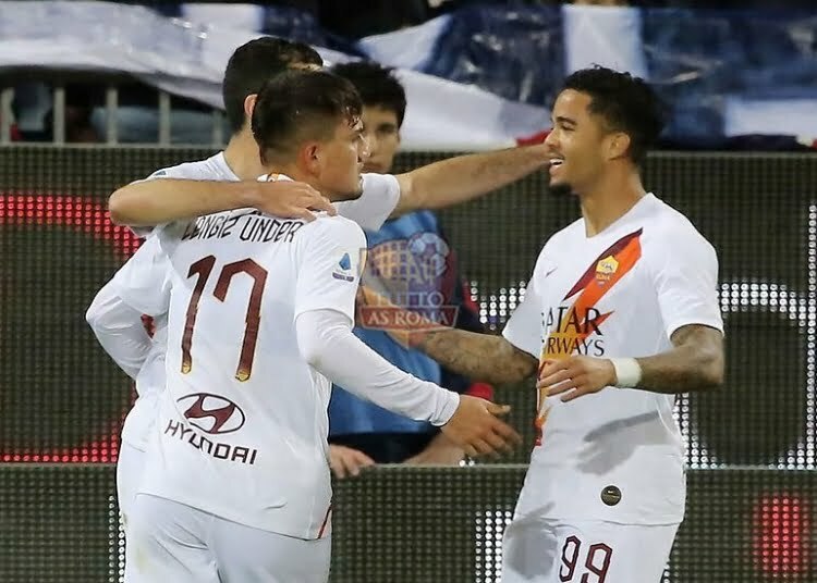 Nikola Kalinic esulta al gol contro il Cagliari con Kluivert e Under - Photo by Getty Images