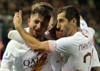 Mkhitaryan e Under esultano al gol in Cagliari-Roma - Photo by Getty Images