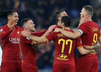 Smalling e Mkhitaryan esultano al gol in Roma-Lecce - Photo by Getty Images