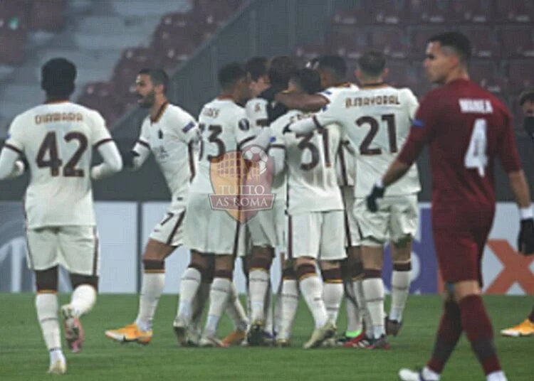 Esultanza gol Cluj-Roma 26 11 2020