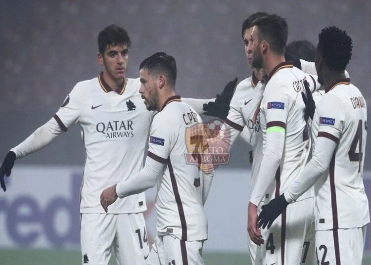 Esultanza gol Cluj-Roma 26 11 2020