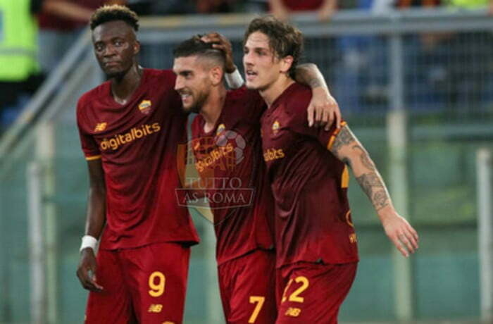 Tammy Abraham, Lorenzo Pellegrini e Nicolò Zaniolo - Photo by Getty Images