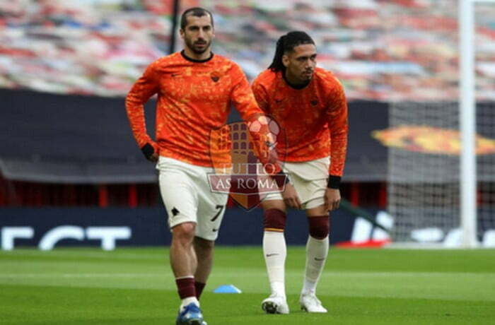 Smalling e Mkhitaryan 2 Riscaldamento Manchester United-Roma