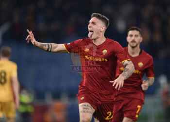 Zaniolo Esulta gol Roma-Bodo 14042022