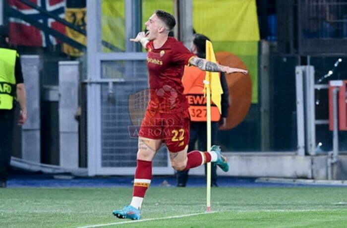 Zaniolo Esulta gol Roma-Bodo 8 14042022