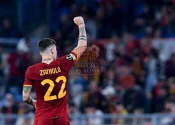 Zaniolo Esulta gol Roma-Bodo 9 14042022