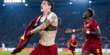 Zaniolo Esulta gol Roma-Ludogorets 03112022