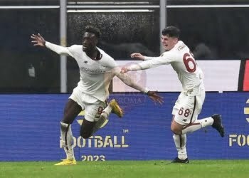 Abraham Esulta gol 2 Milan-Roma 08012023
