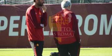 Mourinho e Foti Rifinitura Slavia Praga-Roma 08 Novembre 2023