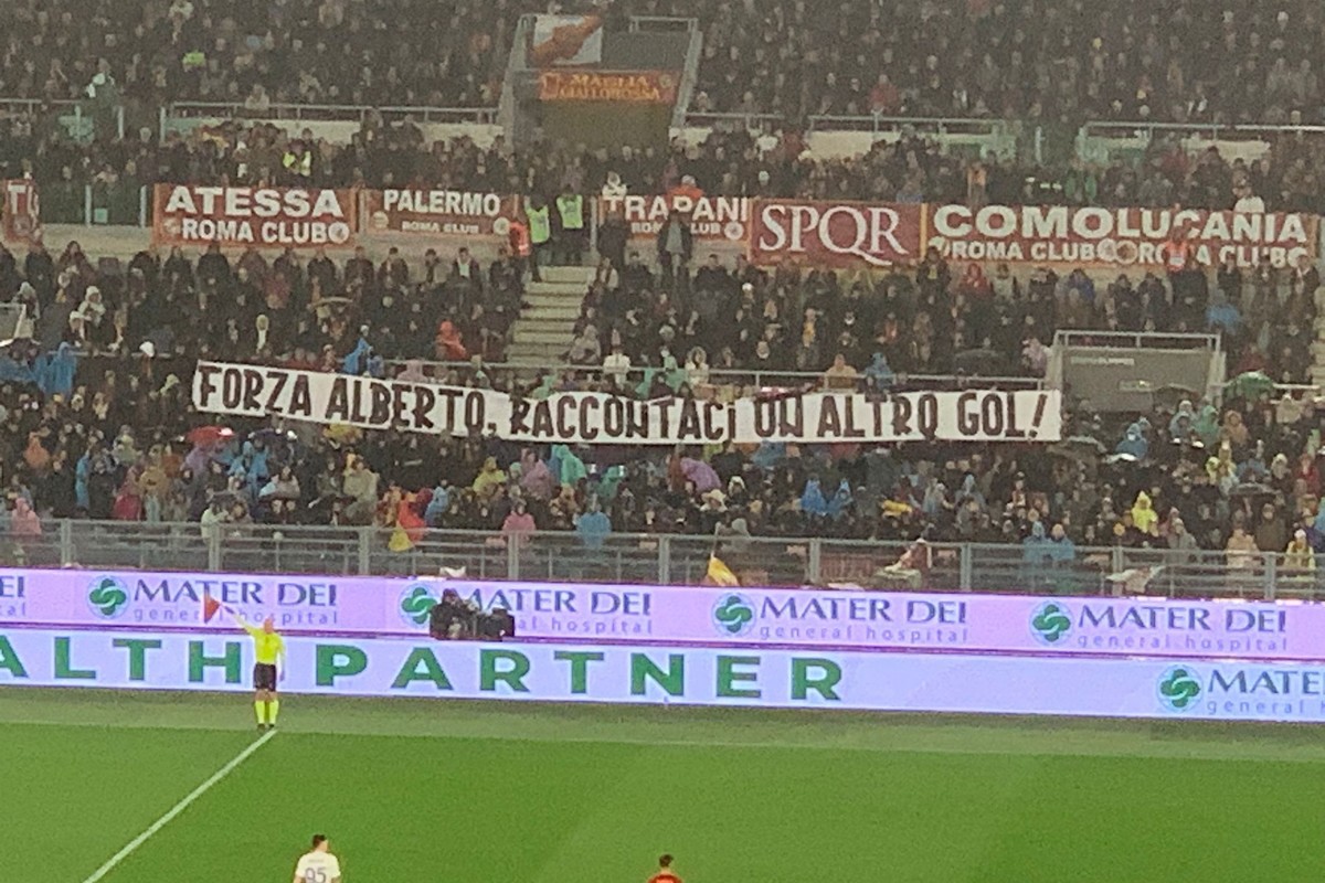 Striscione per Mandolesi Roma-Inter 10022024