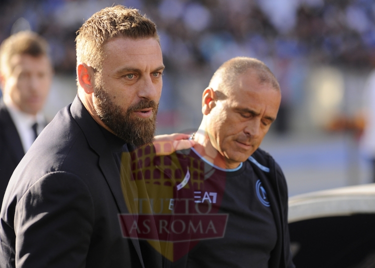De Rossi e Calcona Fine partita Napoli-Roma 28042024