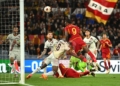 Abraham Manca gol da pochi passi Roma-Bayer Leverkusen 02052024