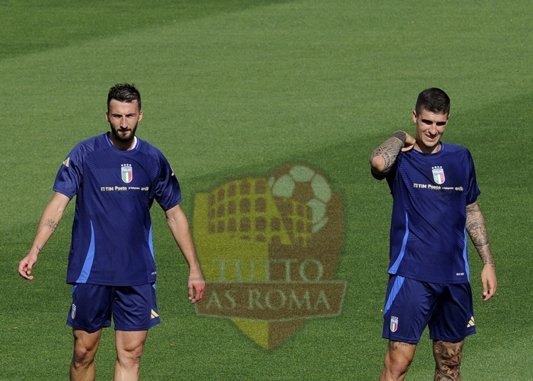 Cristante e Mancini Allenamento Nazionale