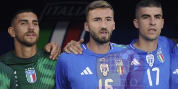 Pellegrini, Cristante e Mancini Cantano inno Italia-Bosnia 09052024