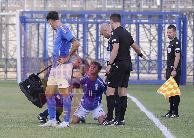 Baldanzi A terra infortunato Italia-San Marino 05092024