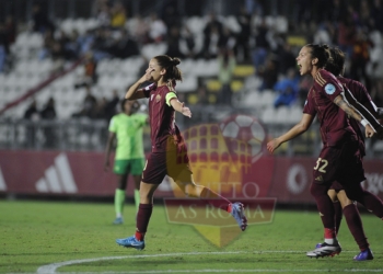 Giugliano Esulta gol Roma-Wolfsburg 08102024