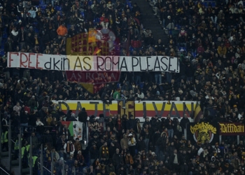 Curva Sud Striscione contro i Friedkin Roma-Lecce 07122024