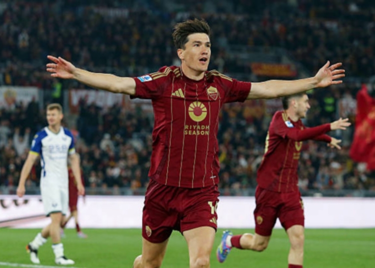 Shomurodov Esulta gol Roma-Verona 2 19042025