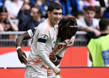 Soulé Esulta gol con Koné Inter-Roma 2 27042025