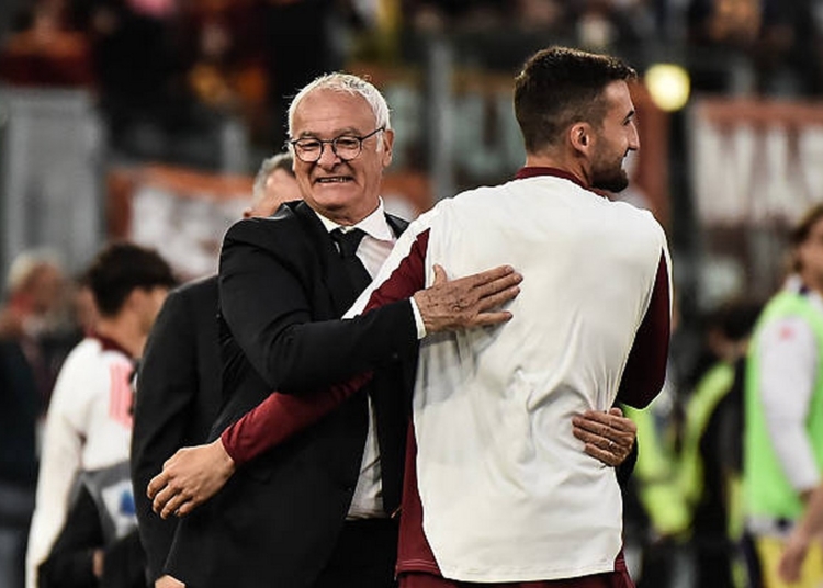 Ranieri Panchina abbraccia Cristante Roma-Fiorentina 04052025