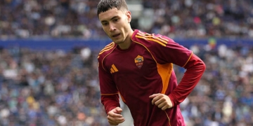 Soulé Esulta gol Everton-Roma 3 0908025