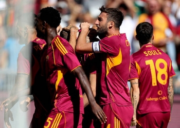 Dovbyk Esulta gol con i compagni Roma-Verona 28092025