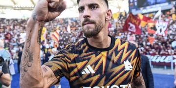 Pellegrini Esulta fine partita Lazio-Roma 21092025