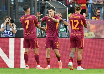 Soulé Esulta gol con Pellegrini e Tsimikas Roma-Verona 28092025
