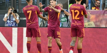 Soulé Esulta gol con Pellegrini e Tsimikas Roma-Verona 28092025