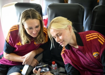 AS Roma partenza Fiumicino