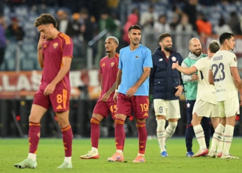 Celik, El Aynaoui e Wesley Delusi a fine partita Roma-Lille 02102025