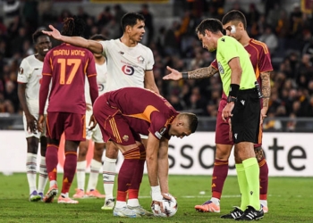 Dovbyk Calcia il rigore Roma-Lille 02102025