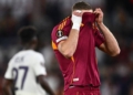Dovbyk Sconsolato dopo aver sbagliato il rigore Roma-Lille 02102025