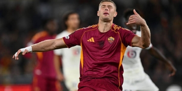 Dovbyk Sconsolato dopo aver sbagliato il rigore Roma-Lille 2 02102025
