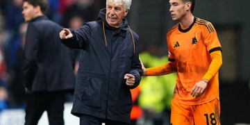 Gasperini e Soulé Panchina Rangers-Roma 06112025
