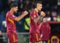 Pellegrini Esulta gol con Mancini Roma-Udinese 09112025