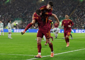 Ferguson Esulta gol Celtic-Roma 2 11122025