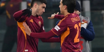 Soulé Esulta gol con Dybala Roma-Genoa 29122025