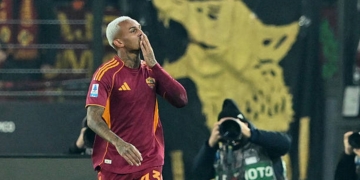 Wesley Esulta gol con acio Roma-Como 15122025