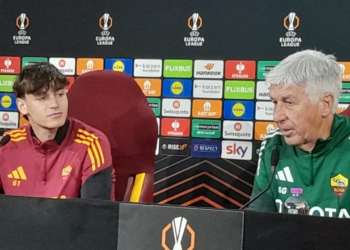 Gasperini e Pisilli Confetrenza ptr gara Roma-Stoccarda 21012026