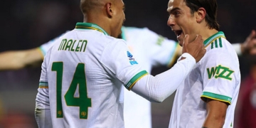 Dybala Esulta gol con Malen Torino-Roma 18012026