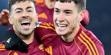 El Shaarawy e Soulé Esultano gol Roma-Sassuolo 10012026